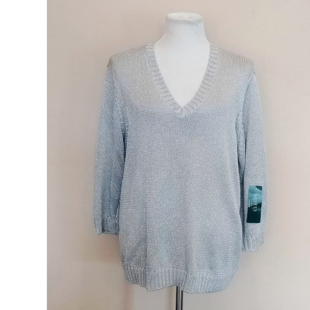 Ralph Lauren Silver Metallic Sweater Women's 3X